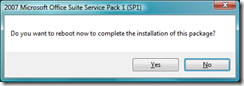 Microsoft Office Suite 2007 Service Pack. Installation step 4.