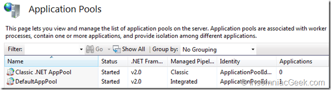 .NET Framework v2 application pools