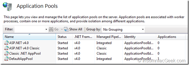 .NET Framework v4 application pools