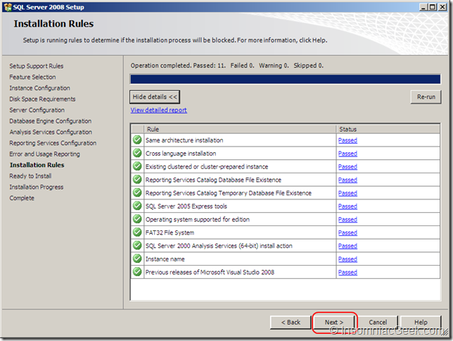 Screenshot of the Installation Rules dialog