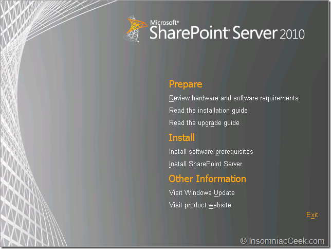 SharePoint 2010 setup splash screen