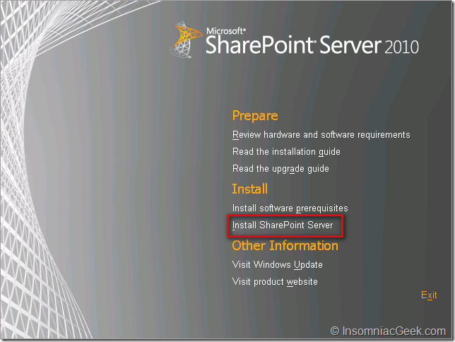 Start the SharePoint Server installation
