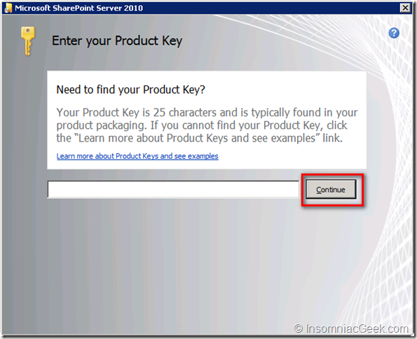 Enter product key